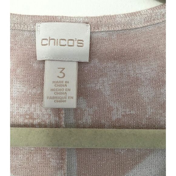Chicos Tierra Tie Front 3/4 Sleeve Top in Blush Pink Sweater Sz 3 (16-18) XL - Picture 5 of 13